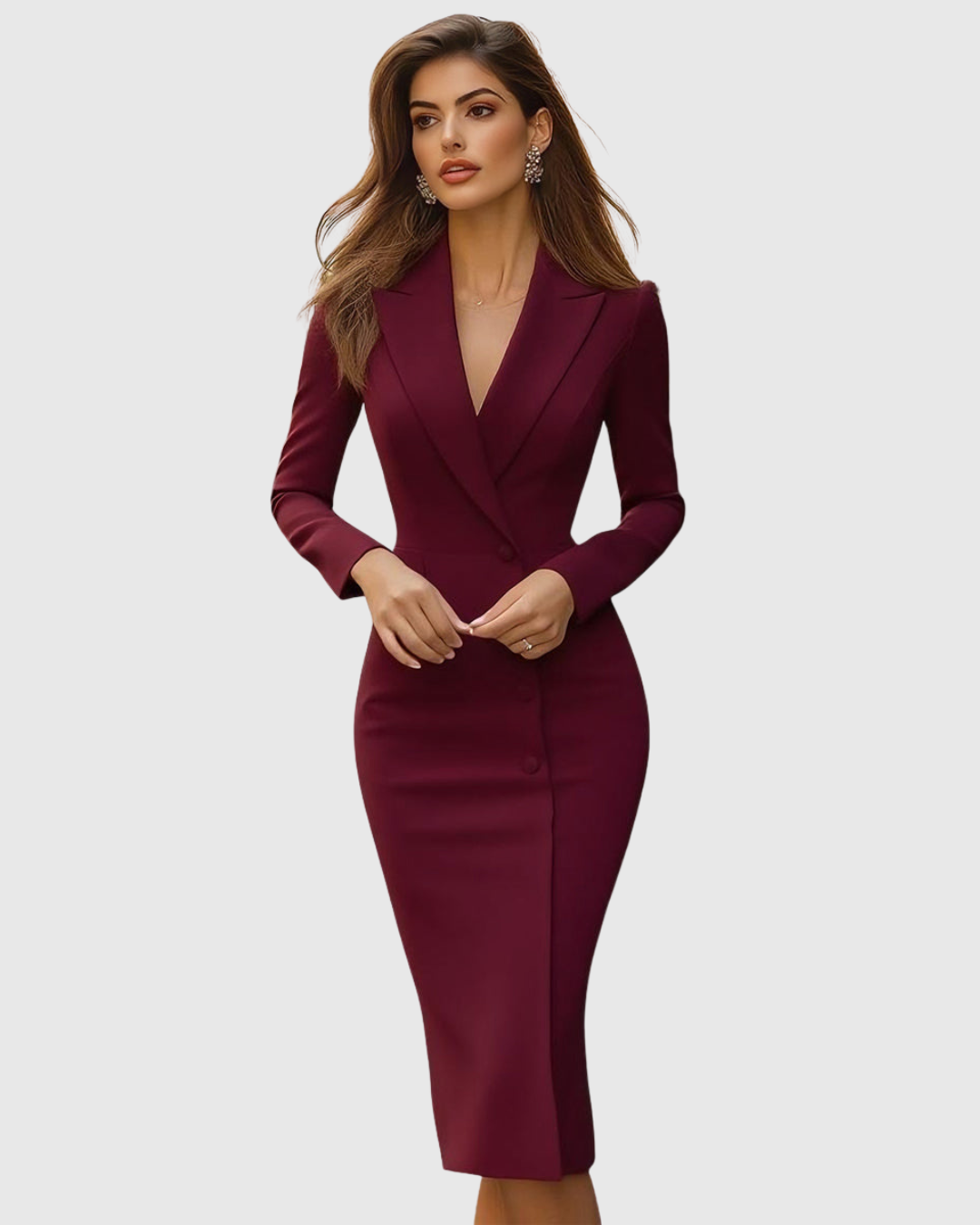 Women's Tailored Midi Dress with Elegant Fitted Silhouette
