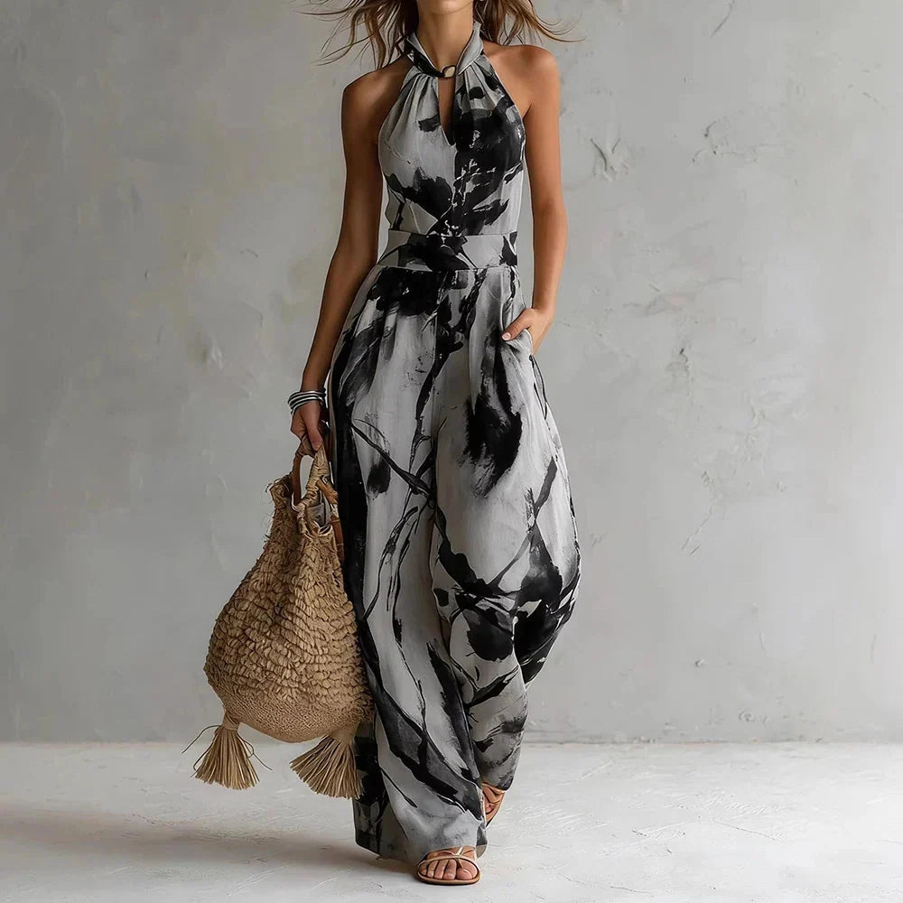 Women's Flowy Maxi Summer Dress with Halter Neck