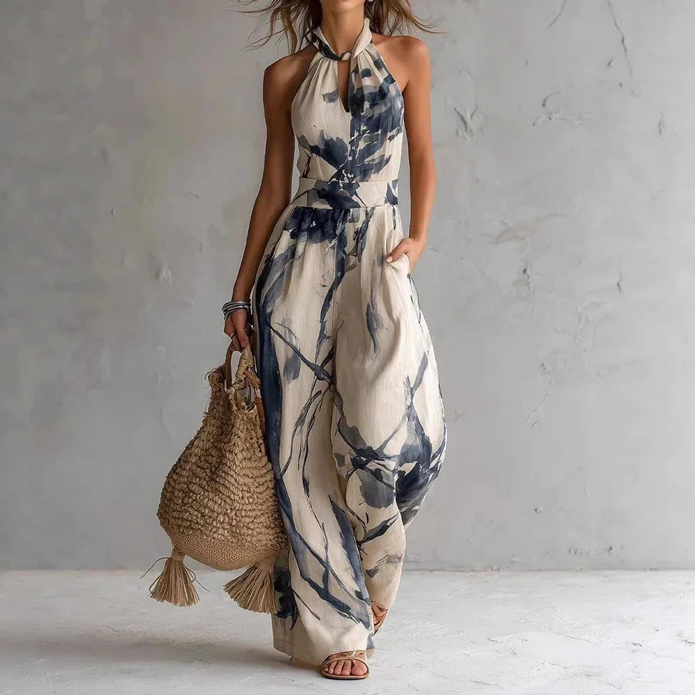 Women's Flowy Maxi Summer Dress with Halter Neck