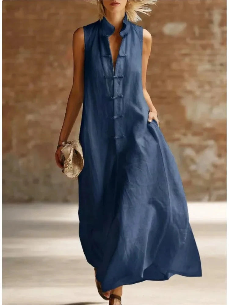 Women's Lightweight Maxi Beach Dress with Flowy Sundress Fit