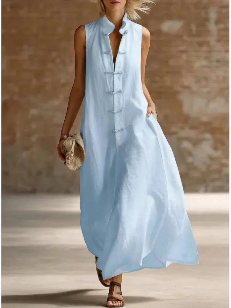 Women's Lightweight Maxi Beach Dress with Flowy Sundress Fit