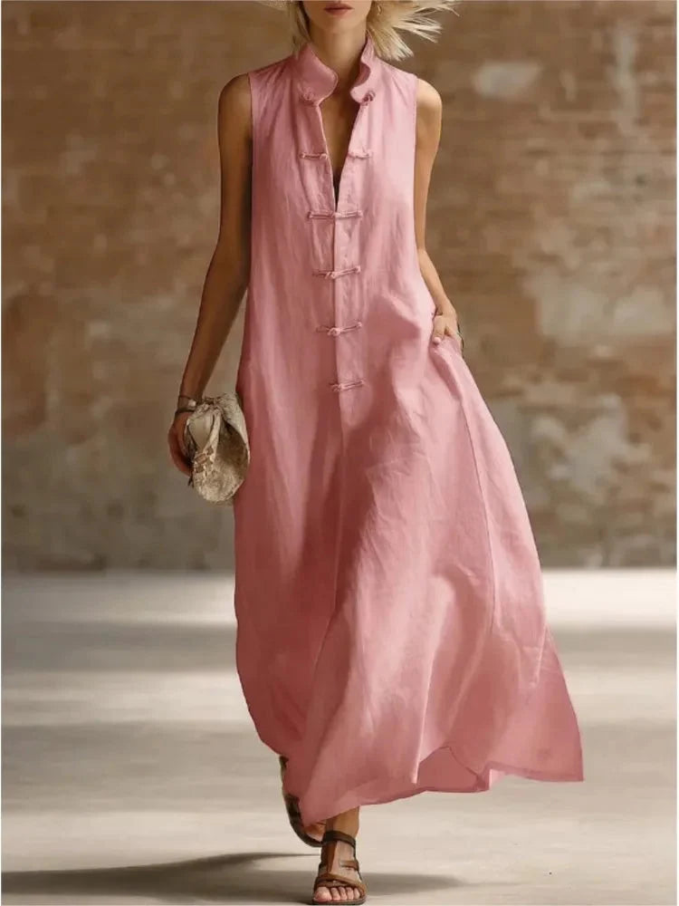 Women's Lightweight Maxi Beach Dress with Flowy Sundress Fit