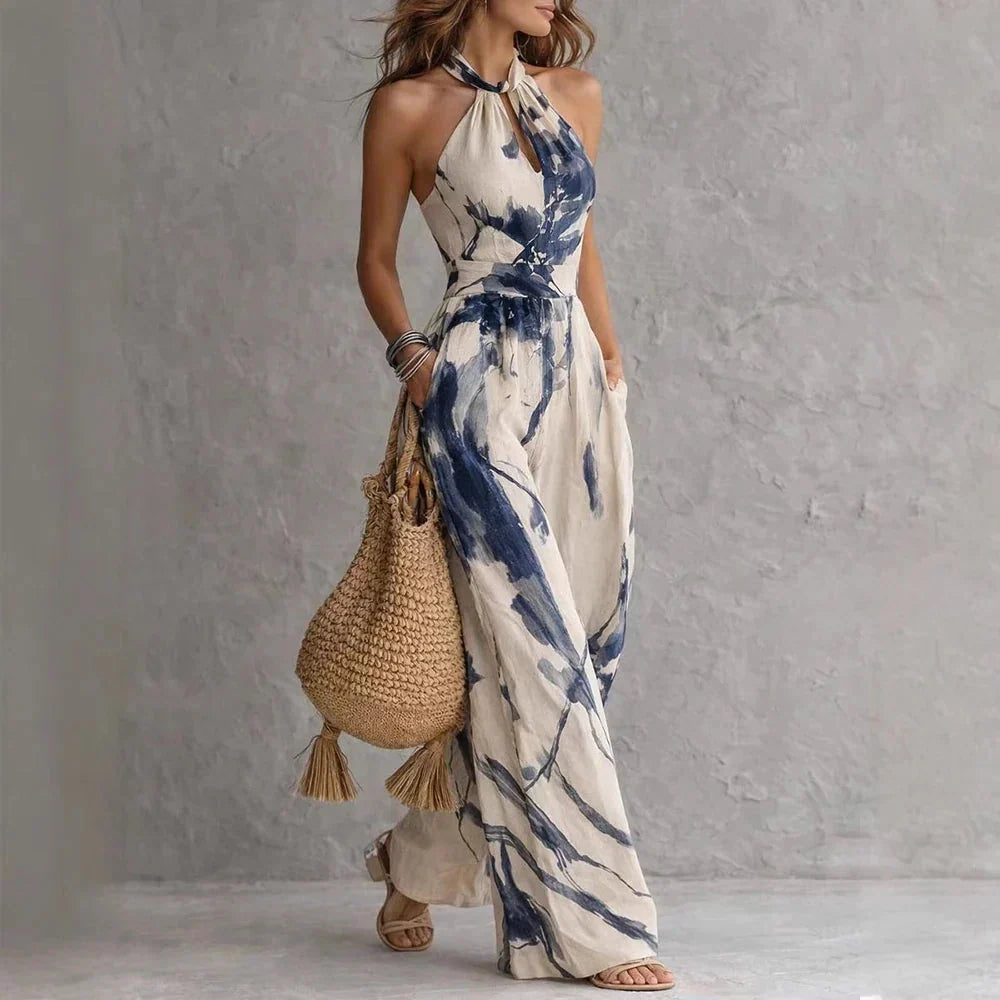 Women's Flowy Maxi Summer Dress with Halter Neck