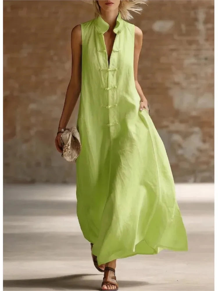 Women's Lightweight Maxi Beach Dress with Flowy Sundress Fit