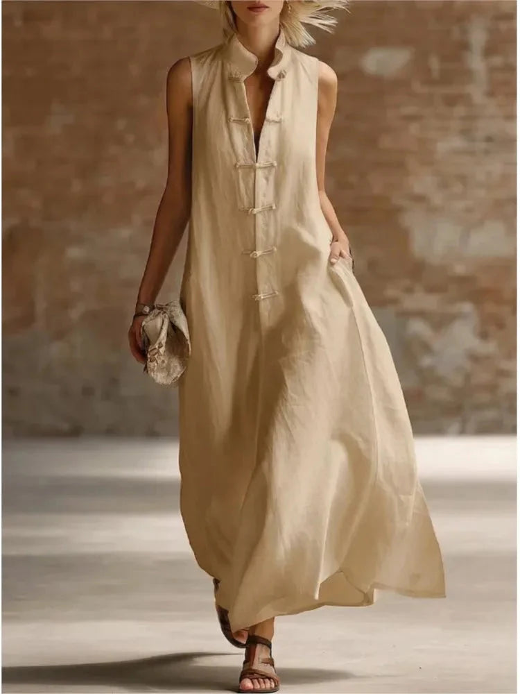 Women's Lightweight Maxi Beach Dress with Flowy Sundress Fit