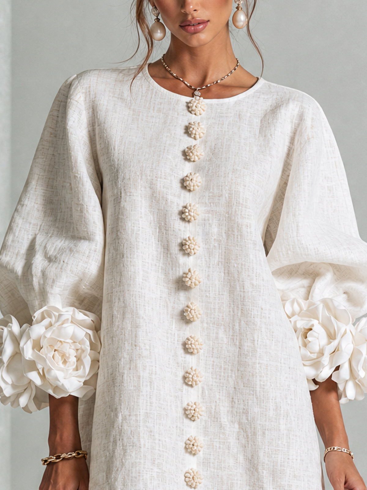 Women's Sculptural Mini Party Dress with Puff Sleeves