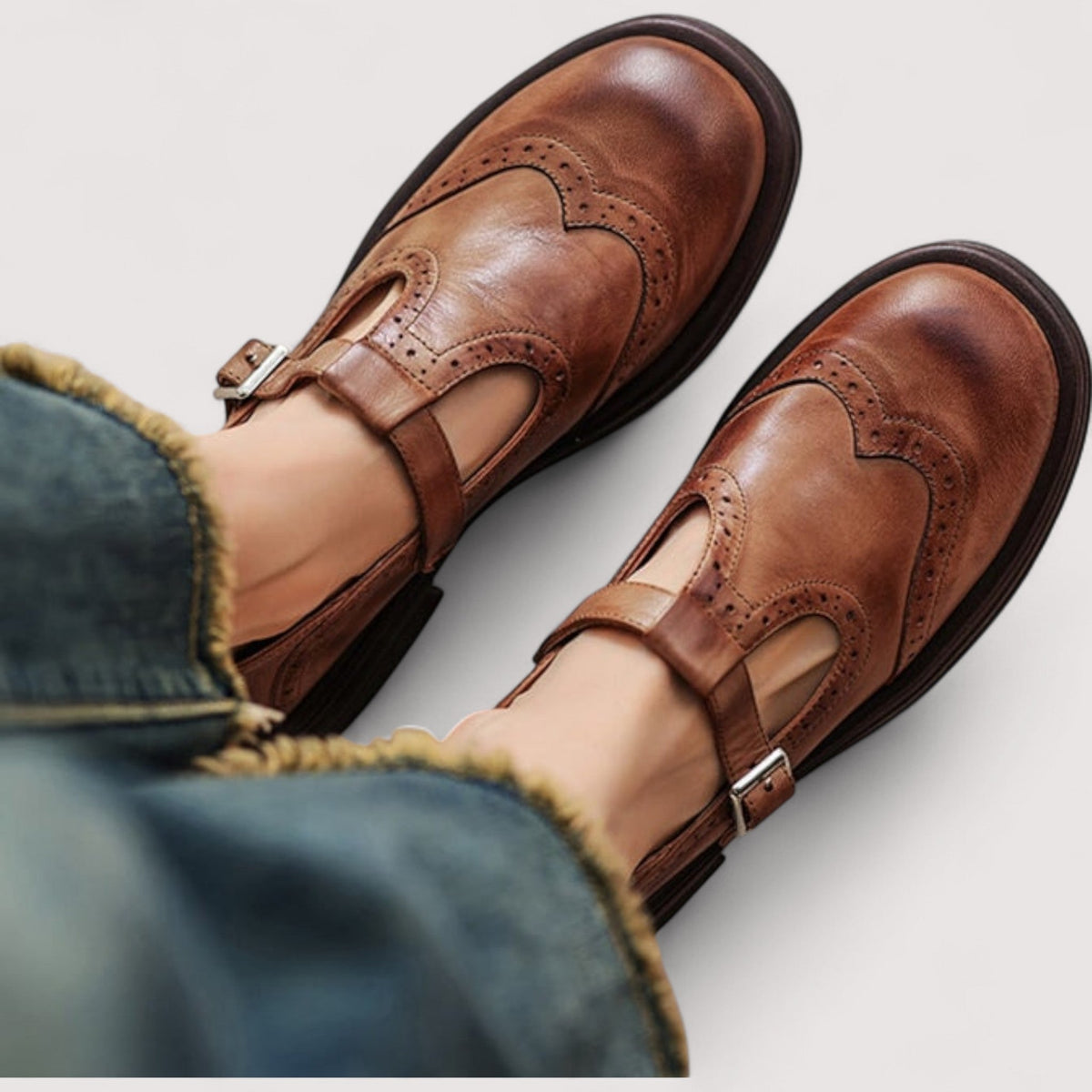 Women's Mary Jane Orthopedic Leather Flats with Arch Support