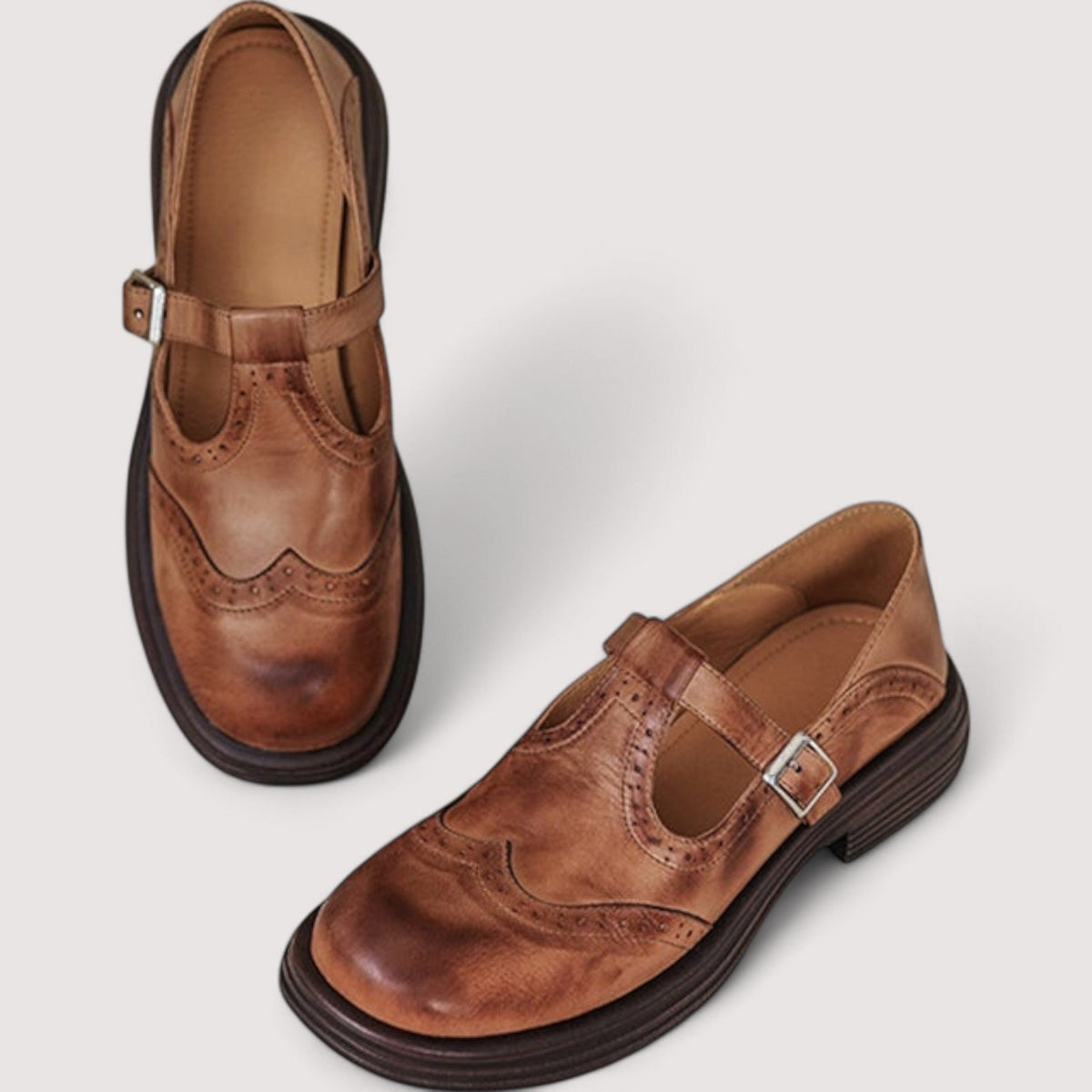 Women's Mary Jane Orthopedic Leather Flats with Arch Support
