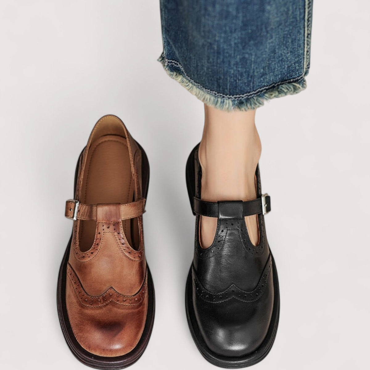 Women's Mary Jane Orthopedic Leather Flats with Arch Support