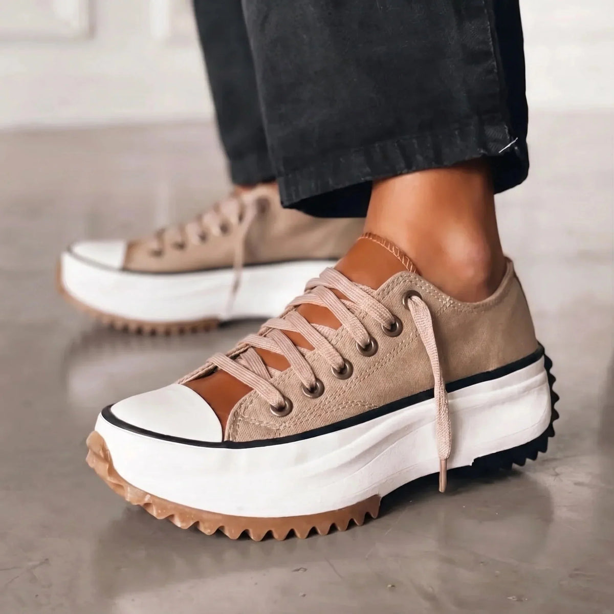 Women's Platform Sneakers with Lace-Up Front and Comfort Sole