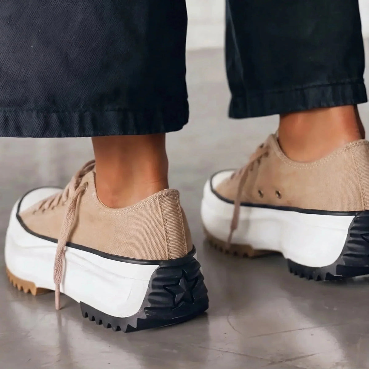 Women's Platform Sneakers with Lace-Up Front and Comfort Sole