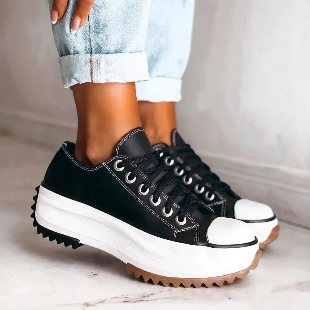 Women's Platform Sneakers with Lace-Up Front and Comfort Sole