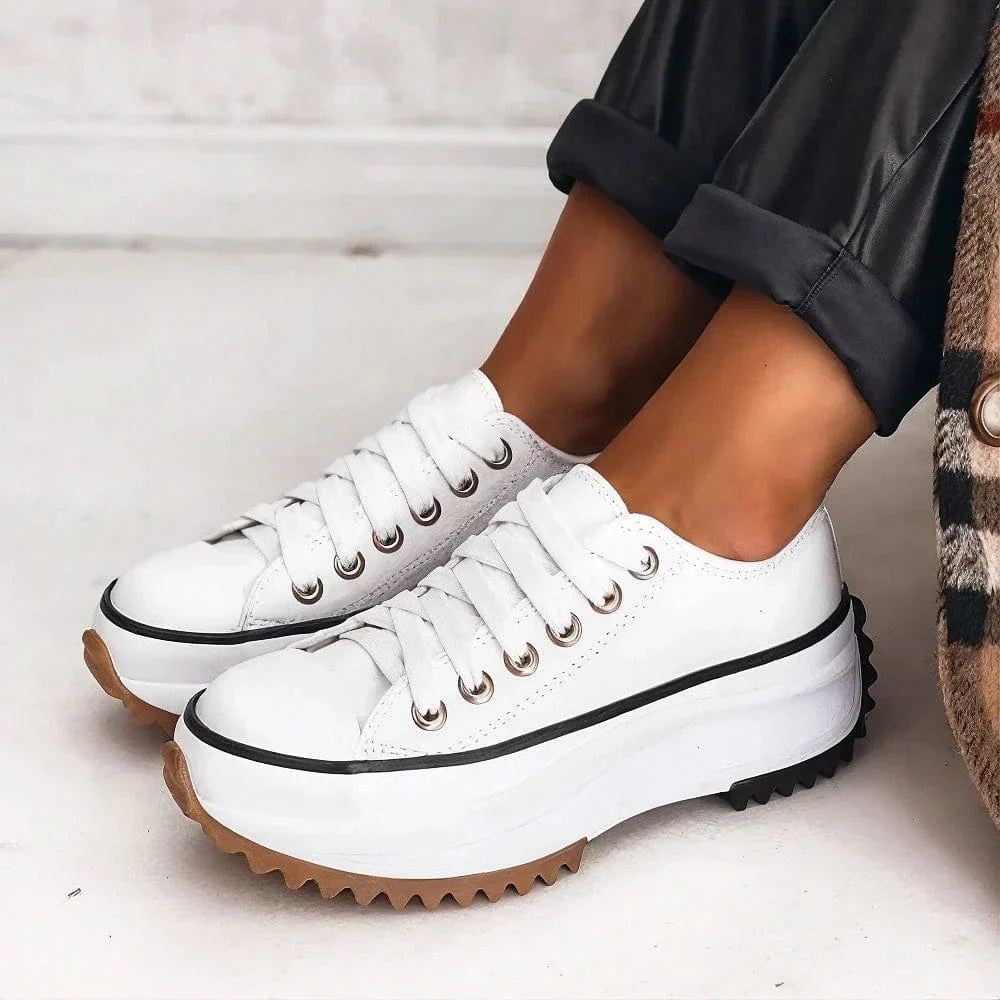 Women's Platform Sneakers with Lace-Up Front and Comfort Sole