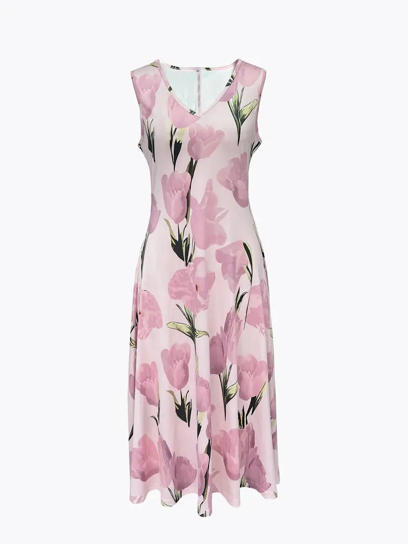 Women's Floral Midi Dress Set with Matching Blazer