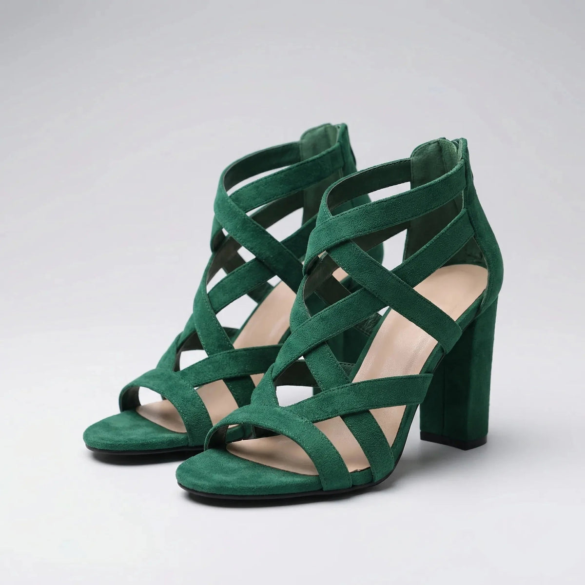 Women's Block Heel Sandals Cross Weave Open Toe High Heels Strappy Dressy Chunky Summer Party - image 4