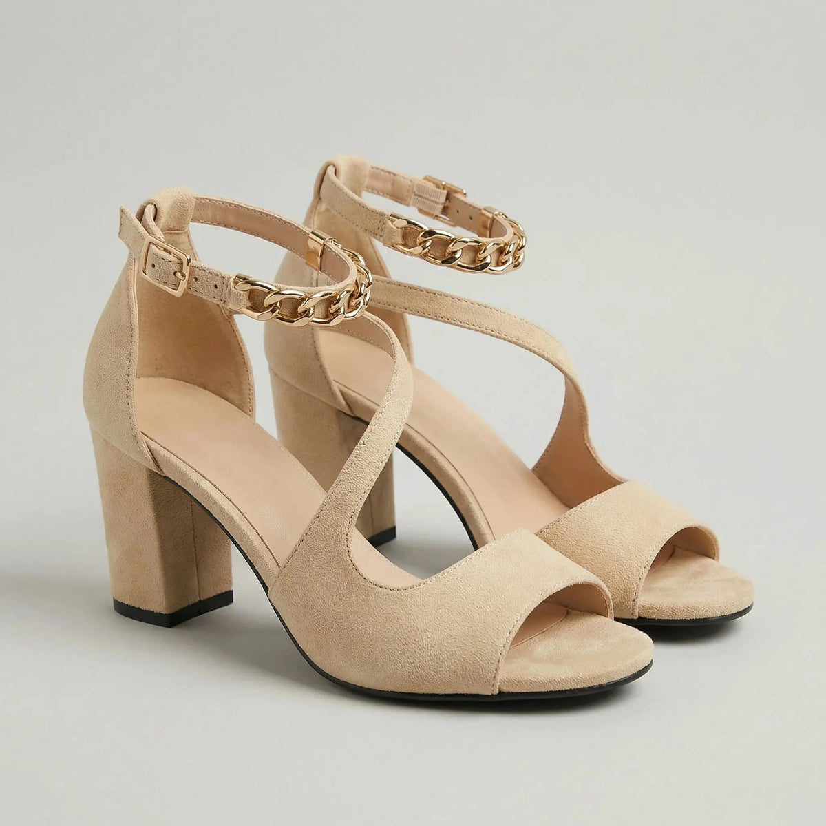 Women’s Chunky Block Heel Sandals with Ankle Strap and Open Toe