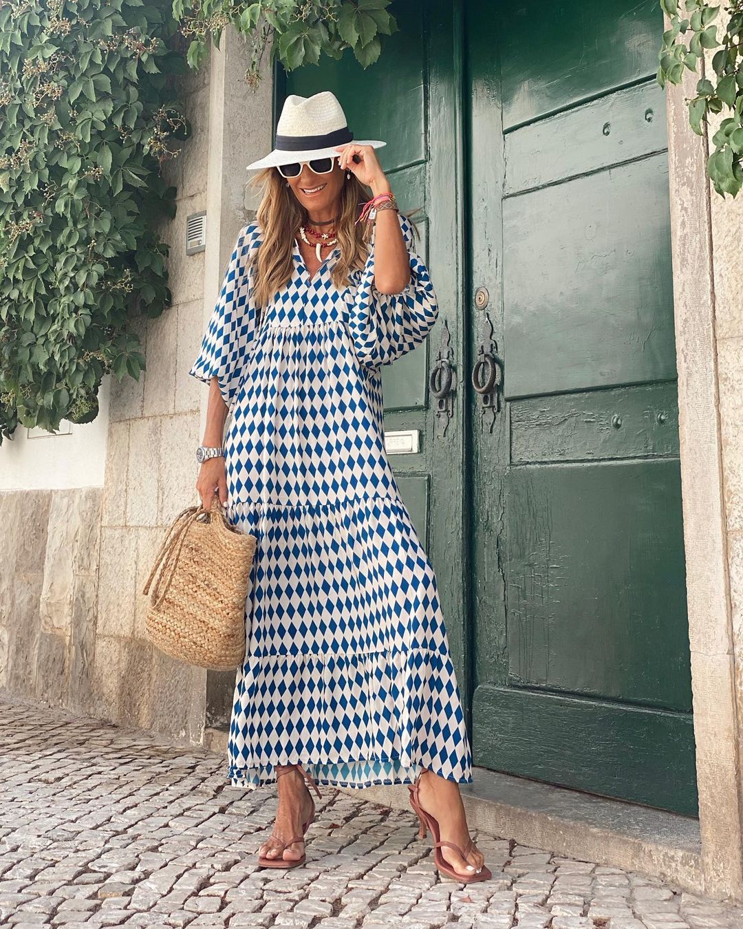 Women's Boho Maxi Dress Summer Sundress Beach Long Flowy Print V Neck Short Sleeve Tiered - image 8