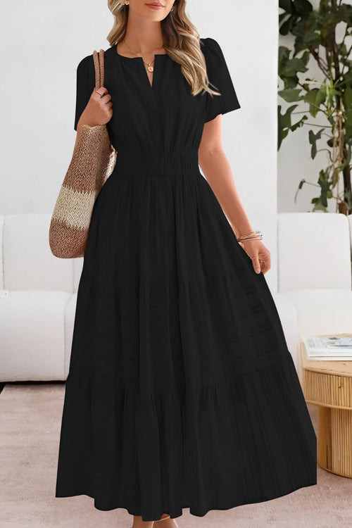 Women's Boho Maxi Dress Tiered Summer Flutter Sleeve Smocked Waist A Line Beach Sundress Long Flowy - image 2