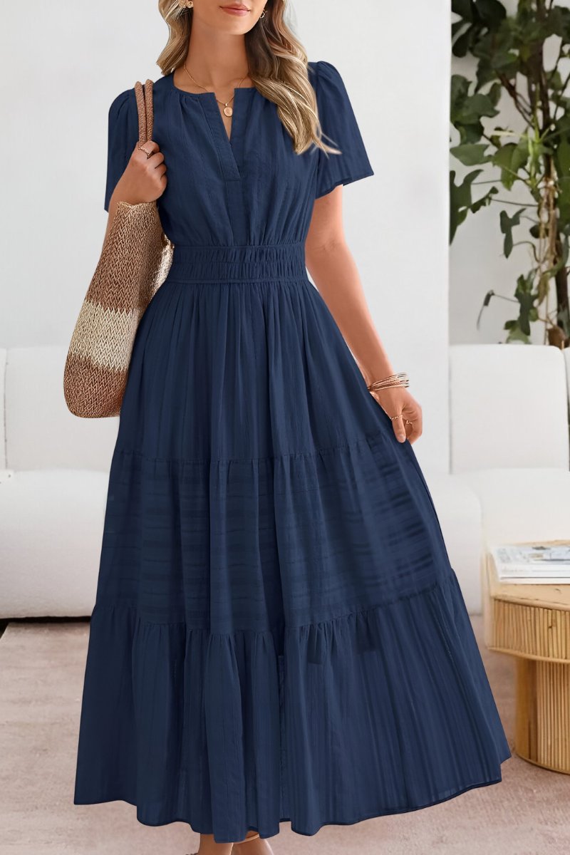 Women's Boho Maxi Dress Tiered Summer Flutter Sleeve Smocked Waist A Line Beach Sundress Long Flowy - image 3