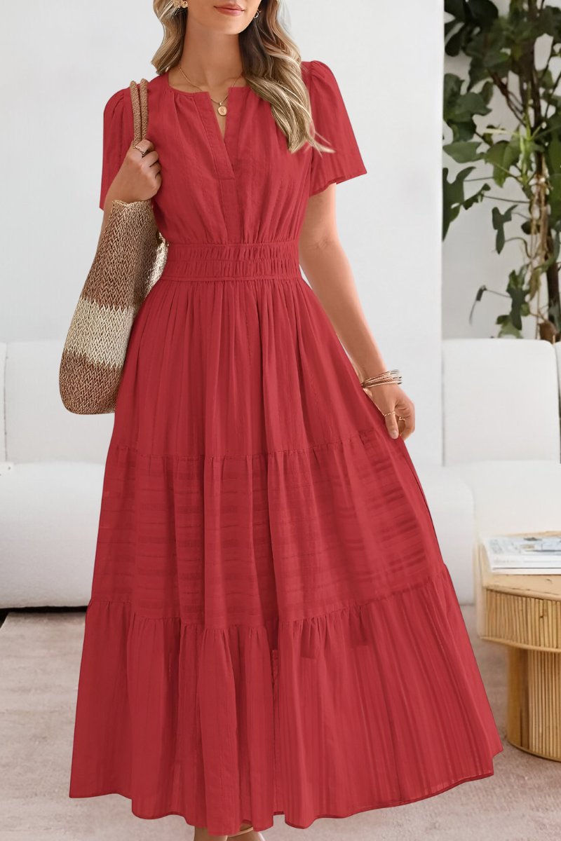 Women's Boho Maxi Dress Tiered Summer Flutter Sleeve Smocked Waist A Line Beach Sundress Long Flowy - image 4
