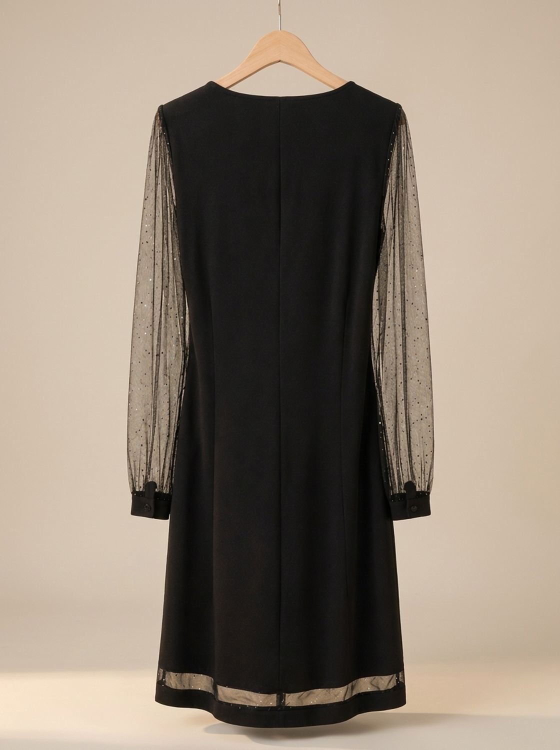 Women’s Glitter Mesh Mini Party Dress with V-Neck and Long Sleeves