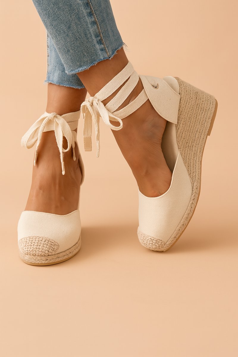 Women's Espadrille Wedge Sandals Ankle Tie Canvas Closed Toe Comfort Summer Platform Casual Wedges - image 1