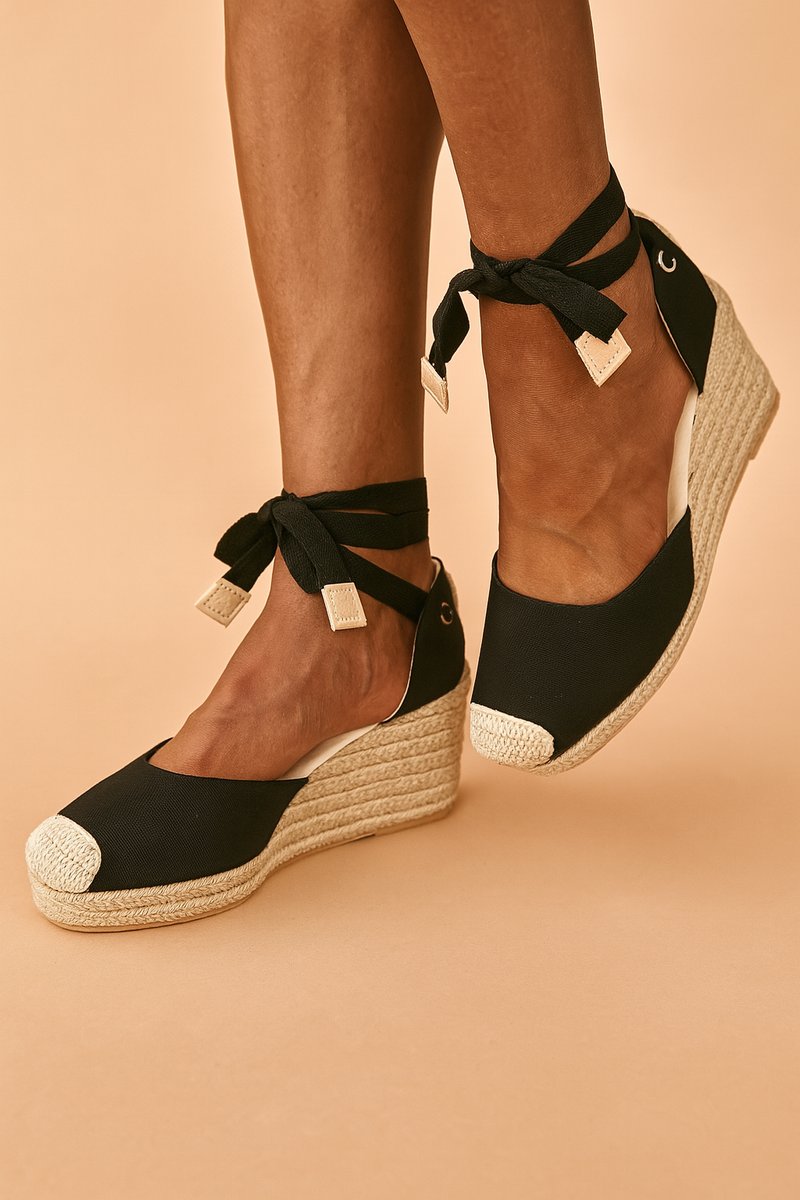 Women's Espadrille Wedge Sandals Ankle Tie Canvas Closed Toe Comfort Summer Platform Casual Wedges