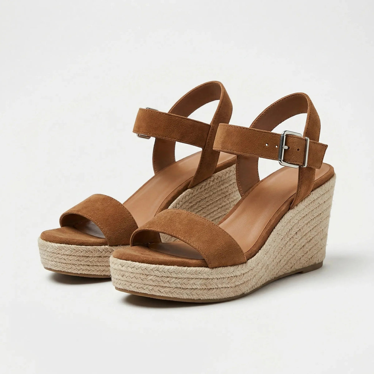 Women’s Jute Espadrille Wedge Sandals with Ankle Strap and Open Toe
