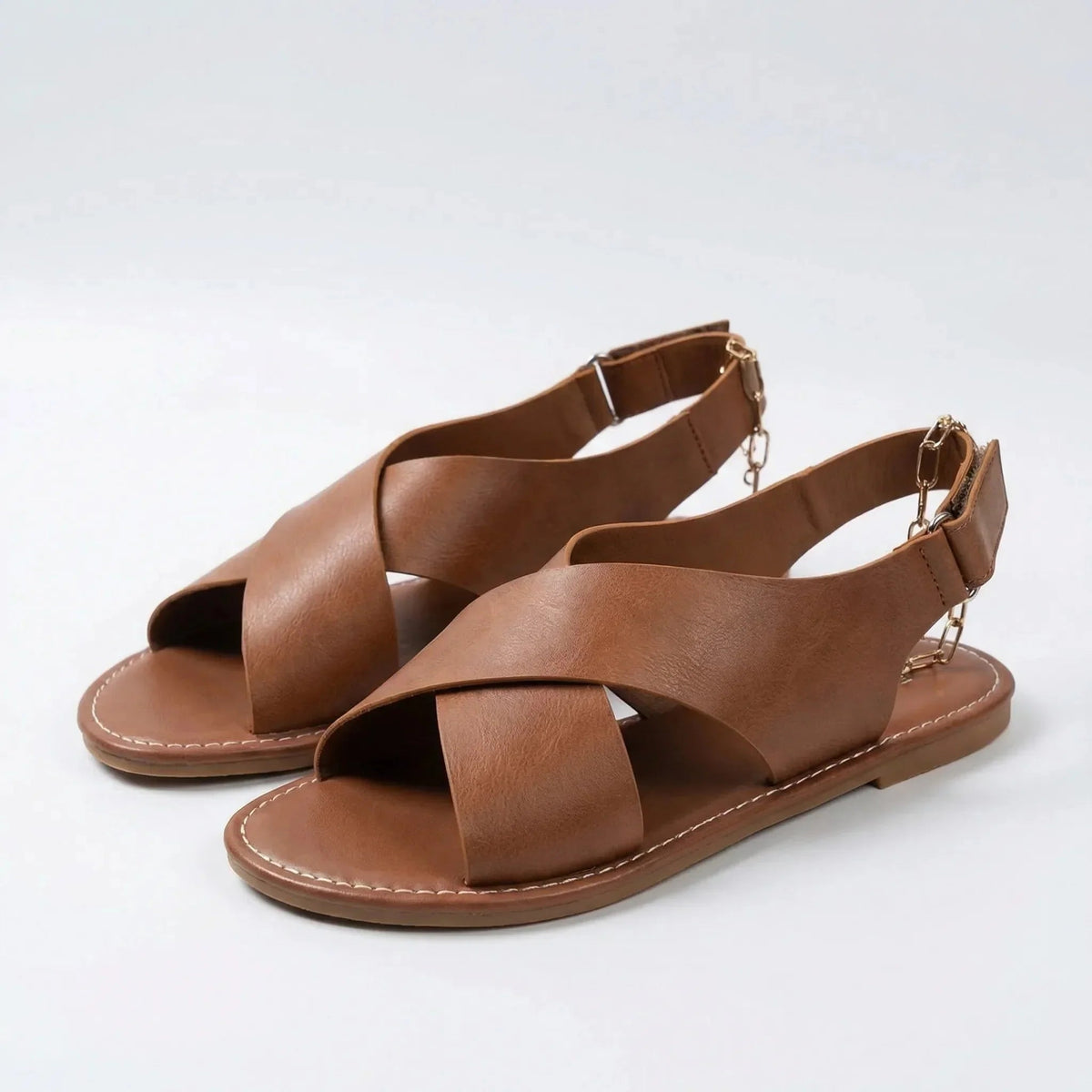 Women's Flat Sandals Cross Strap Open Toe Slip On Summer Beach Casual Comfort Strappy Thong - image 1