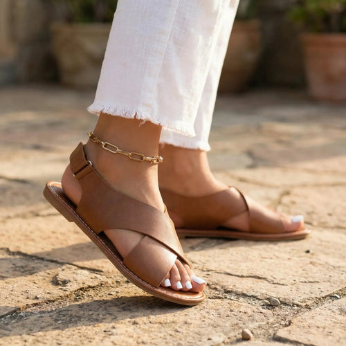 Women's Flat Sandals Cross Strap Open Toe Slip On Summer Beach Casual Comfort Strappy Thong - image 2