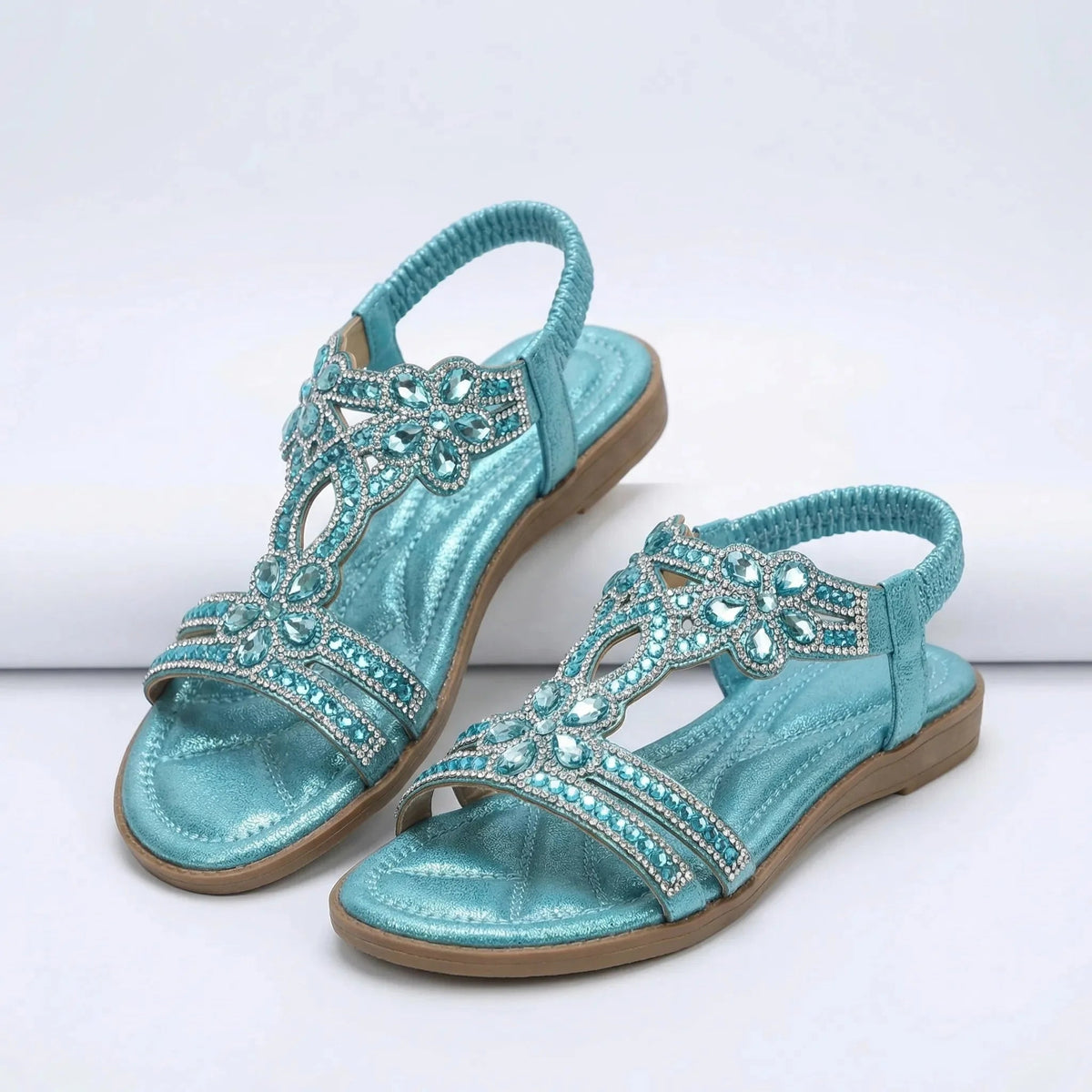 Women's Flat Sandals Embellished Boho Open Toe Ankle Strap Summer Beach Gladiator Casual Comfort