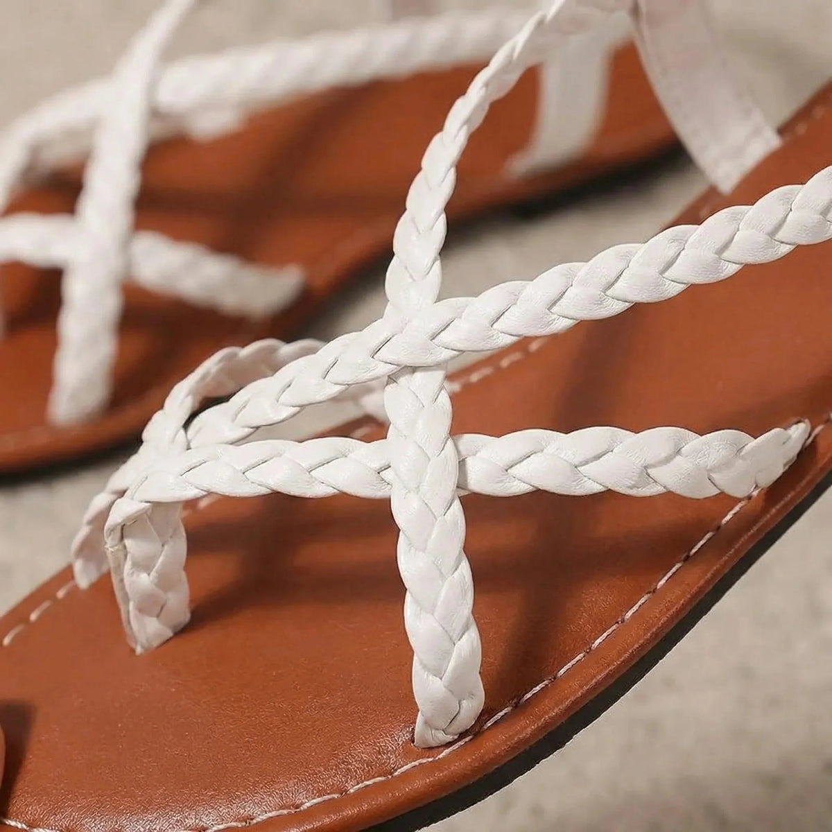Women's Flat Sandals Woven Strap Thong Open Toe Slip On Summer Beach Casual Comfort Strappy - image 3