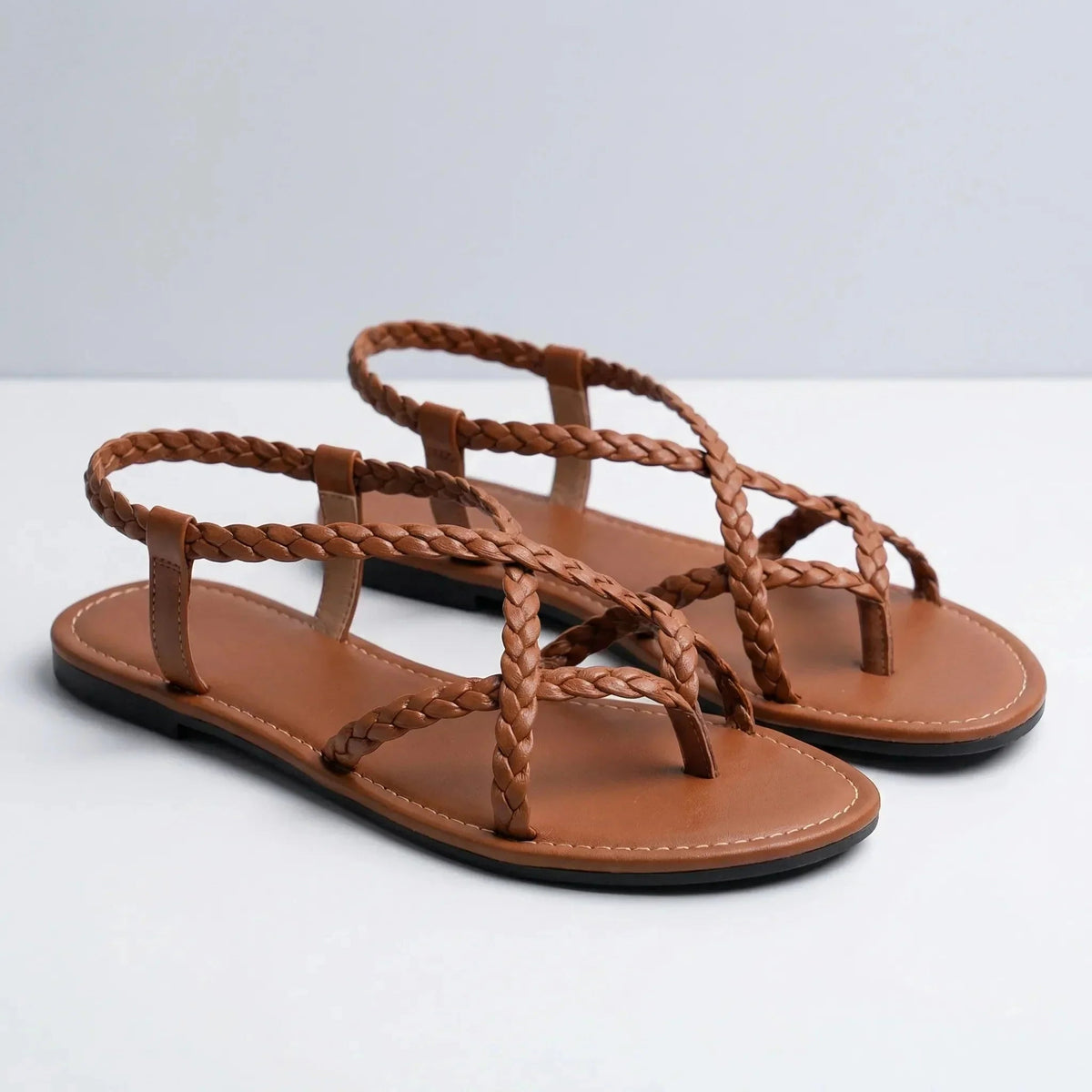 Women’s Flat Thong Sandals with Woven Strap and Open Toe