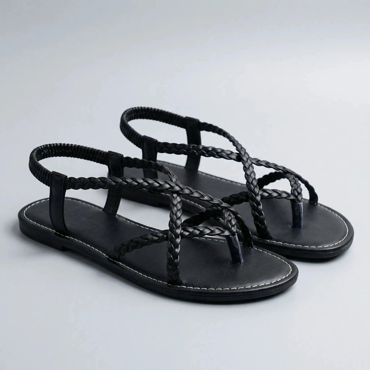 Women's Flat Sandals Woven Strap Thong Open Toe Slip On Summer Beach Casual Comfort Strappy - image 5