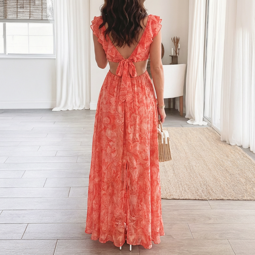 Women's Floral Maxi Dress V Neck Summer Sundress Wedding Guest Beach Long Flowy Print Boho - image 2