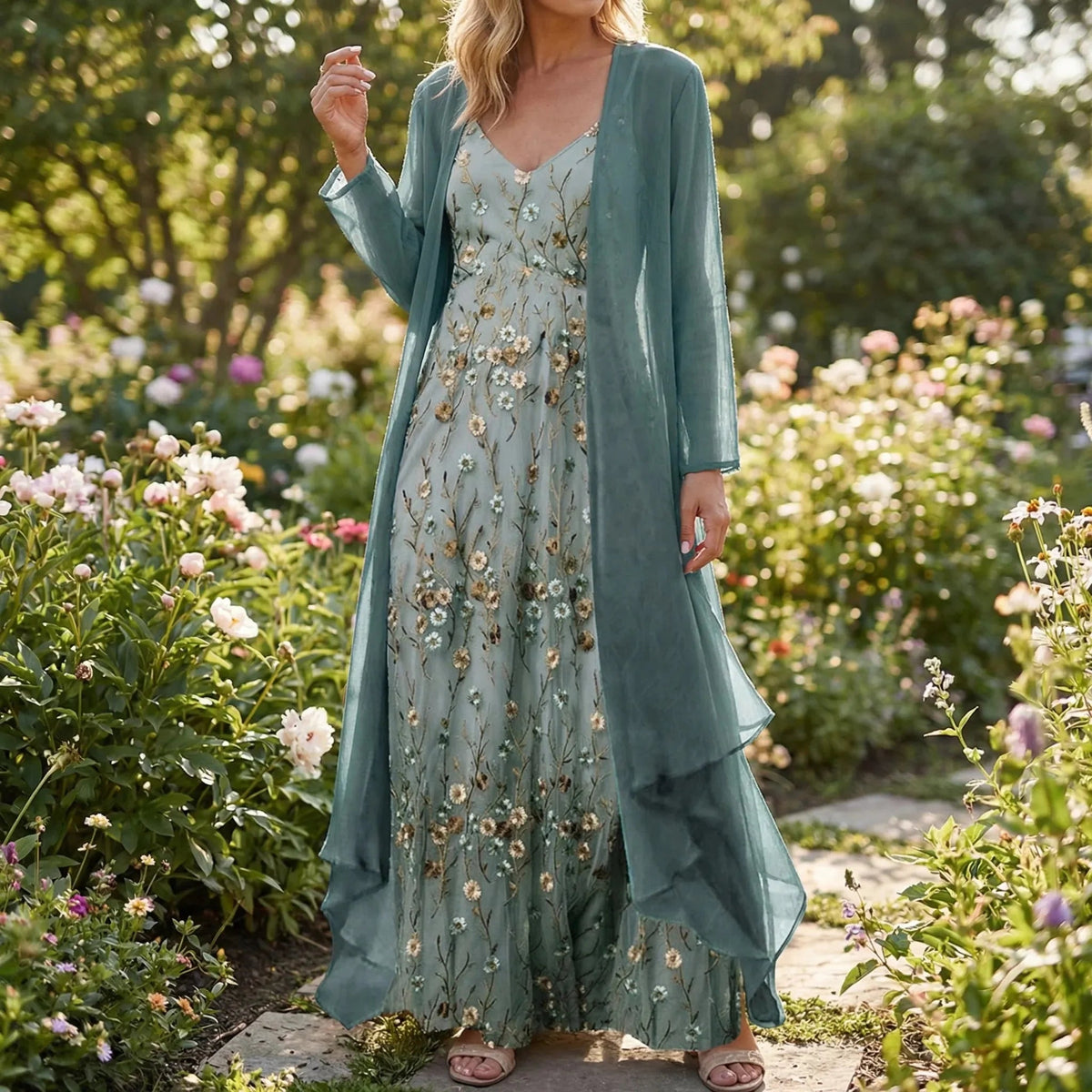 Women's Floral Two Piece Maxi Set Long Sleeve Top Skirt Evening Wedding Guest Formal Boho Print - image 2