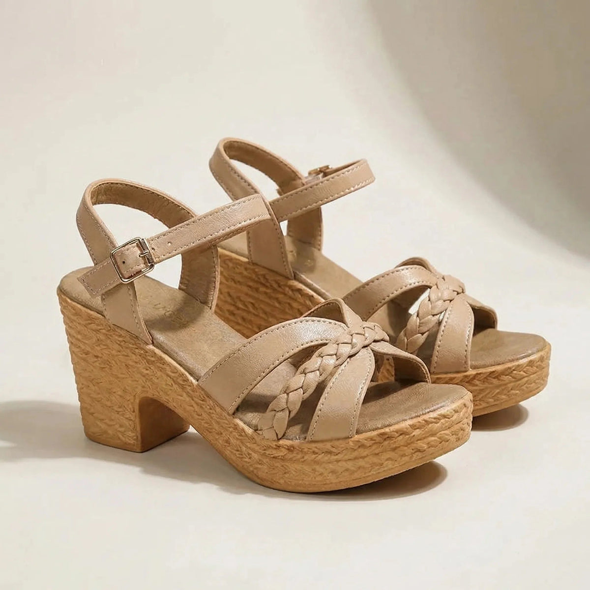 Women's Gladiator Sandals Braided Heel Platform Open Toe Ankle Strap Chunky Summer Dressy Strappy - image 1