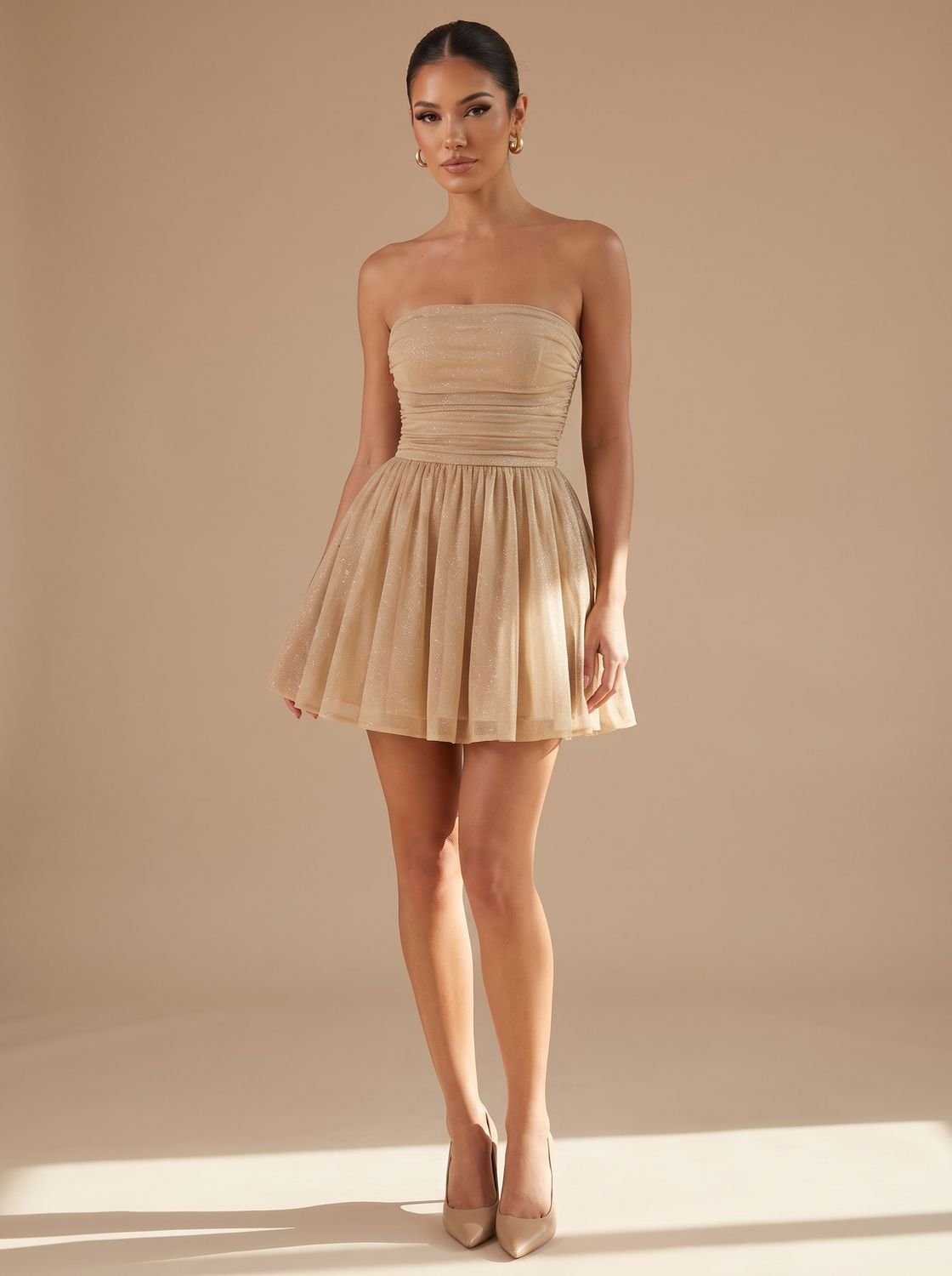 Women’s Sequin Mini Party Dress with Balloon Sleeves and Belt