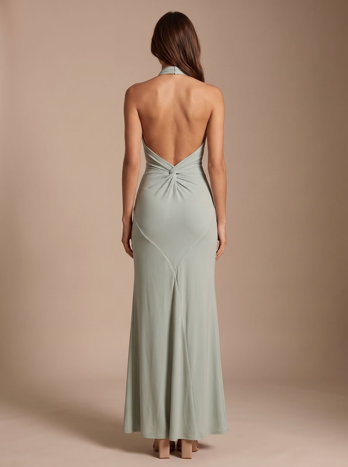 Women's Maxi Dress Halter Neck Ruched Backless Formal Evening Gown Wedding Guest Long Bodycon Elegant - image 2