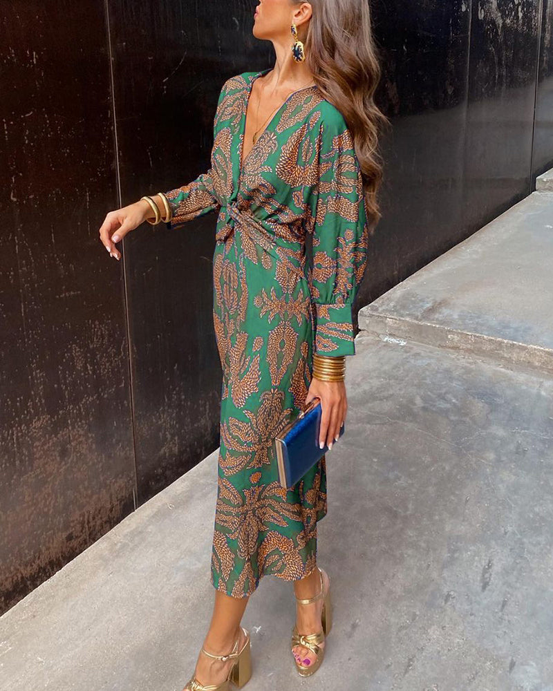 Women's Maxi Dress V Neck A Line Long Sleeve Wedding Guest Cocktail Formal Long Flowy Elegant - image 2