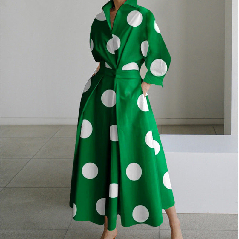 Women's Maxi Dress Wrap Collared Shirt A Line Summer Long Sleeve Button Flowy Casual Elegant - image 11