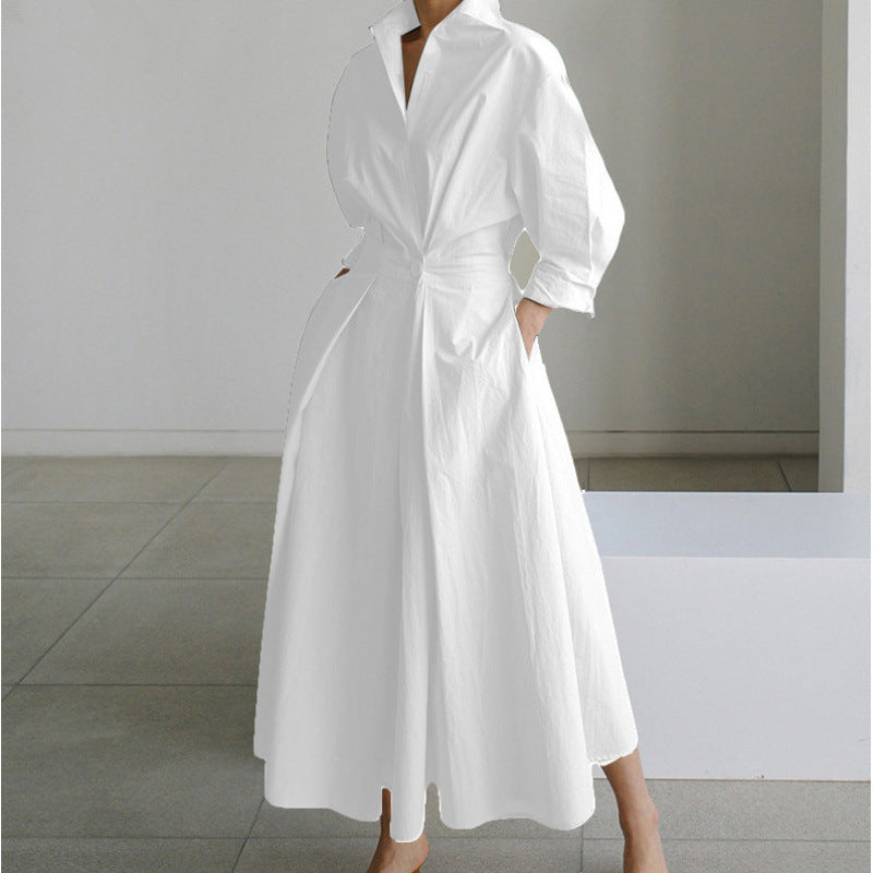 Women's Maxi Dress Wrap Collared Shirt A Line Summer Long Sleeve Button Flowy Casual Elegant - image 14