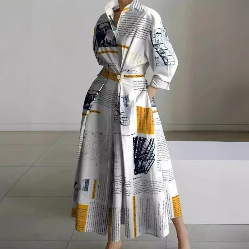 Women's Maxi Dress Wrap Collared Shirt A Line Summer Long Sleeve Button Flowy Casual Elegant - image 16