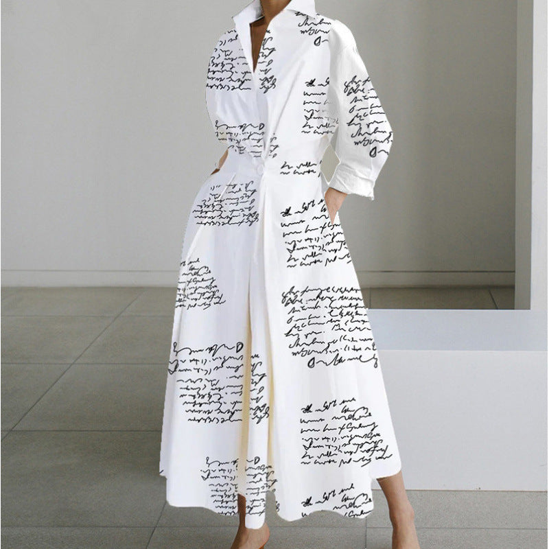 Women's Maxi Dress Wrap Collared Shirt A Line Summer Long Sleeve Button Flowy Casual Elegant
