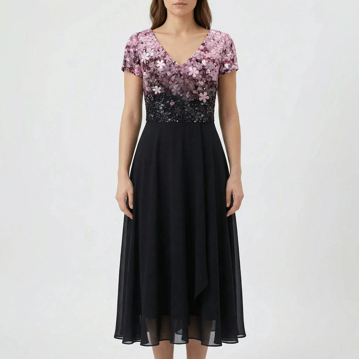 Women's Midi Dress Beaded Bodice A Line Sparkly Evening Formal Wedding Guest Semi Formal Elegant Gown - image 5