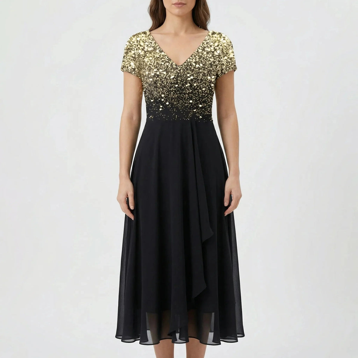 Women's Midi Dress Beaded Bodice A Line Sparkly Evening Formal Wedding Guest Semi Formal Elegant Gown - image 6