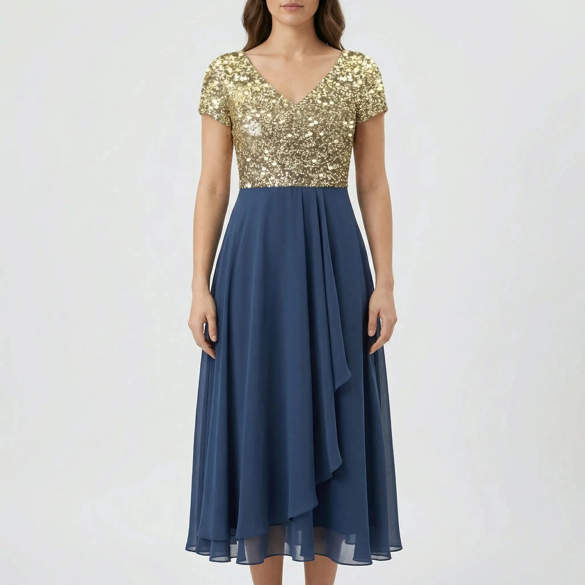 Women's Midi Dress Beaded Bodice A Line Sparkly Evening Formal Wedding Guest Semi Formal Elegant Gown - image 8