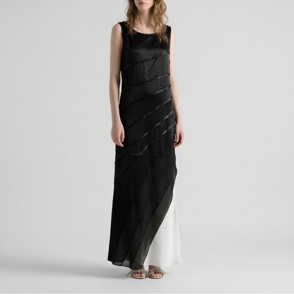Women's Ombre Maxi Dress Satin Silky Layered Evening Wedding Guest Long Flowy Gradient Elegant - image 1