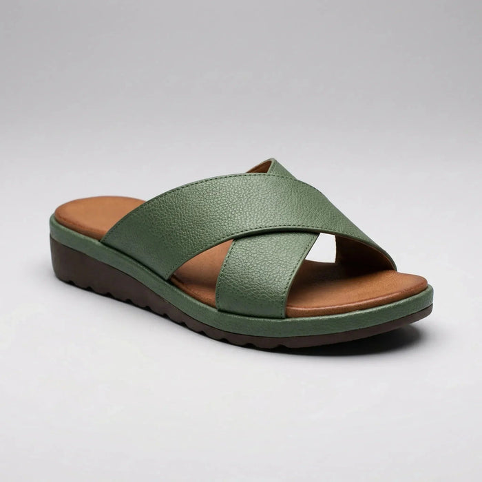 Women's Platform Sandals Cross Strap Slides Open Toe Slip On Chunky Summer Comfort Casual Beach