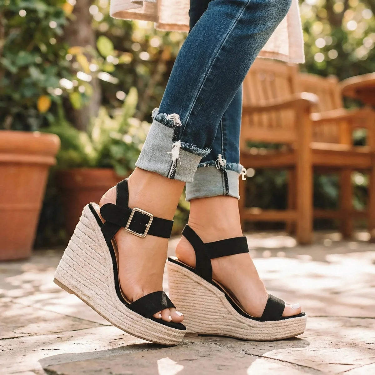 Women's Platform Sandals High Wedge Ankle Strap Open Toe Espadrille Summer Comfort Casual Chunky - image 2